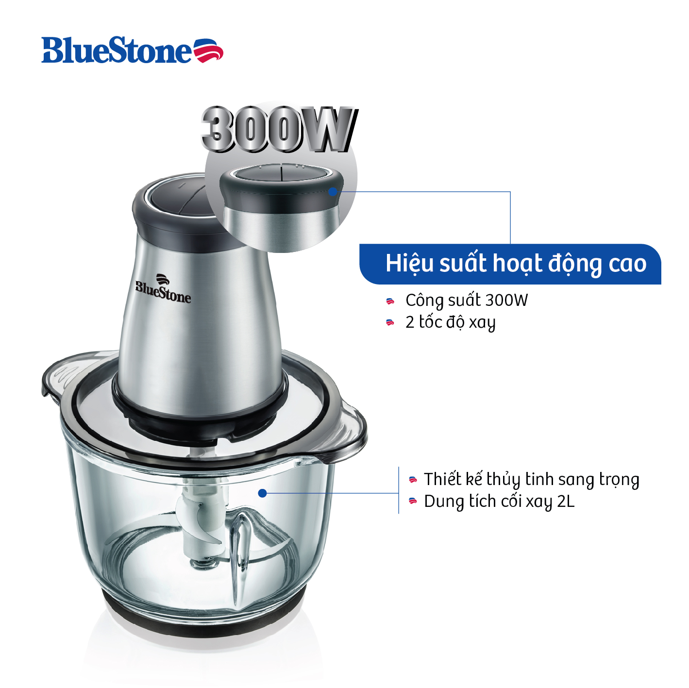 Máy Xay Thịt 2 Lưỡi Dao Kép Bluestone CHB-5139 (2L)