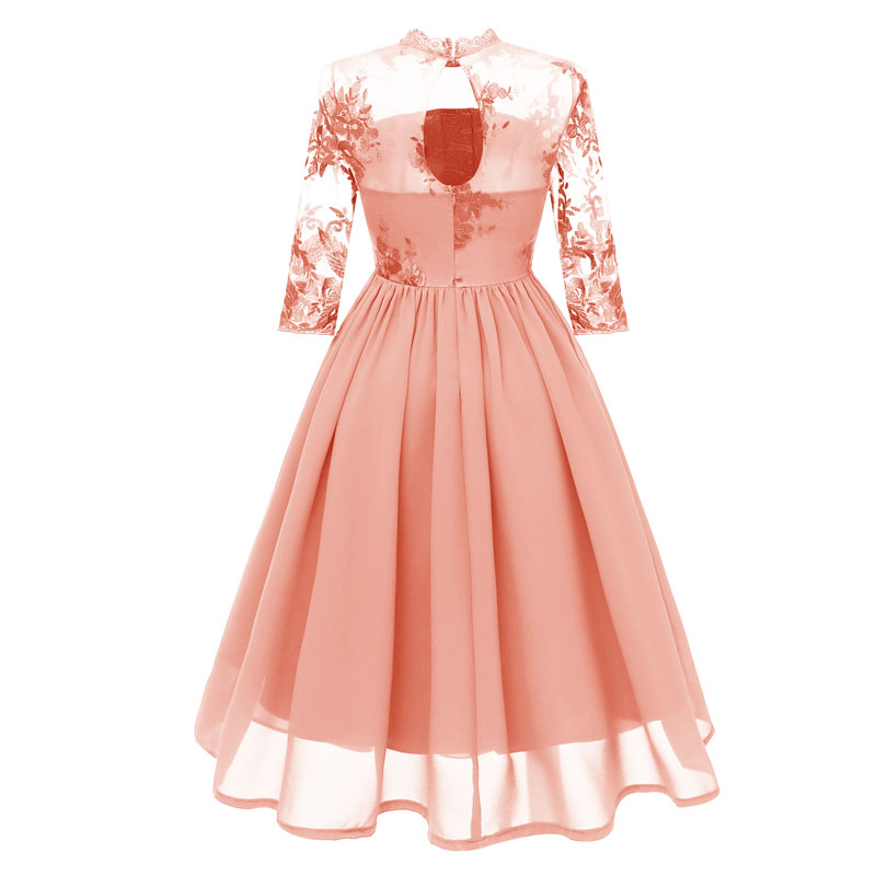 2019 Fashion Luxury Women Applique Dresses Elegant O-Neck Female Party Prom Dress Ball Gown