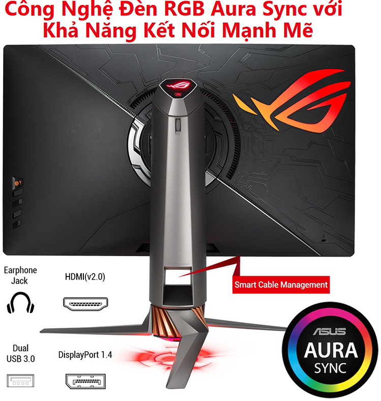 Màn Hình Gaming Asus ROG Swift PG27UQ 27 inch 4K UHD (3840 x 2160) 1ms MPRT 144Hz G-Sync HDR IPS - Hàng Chính Hãng