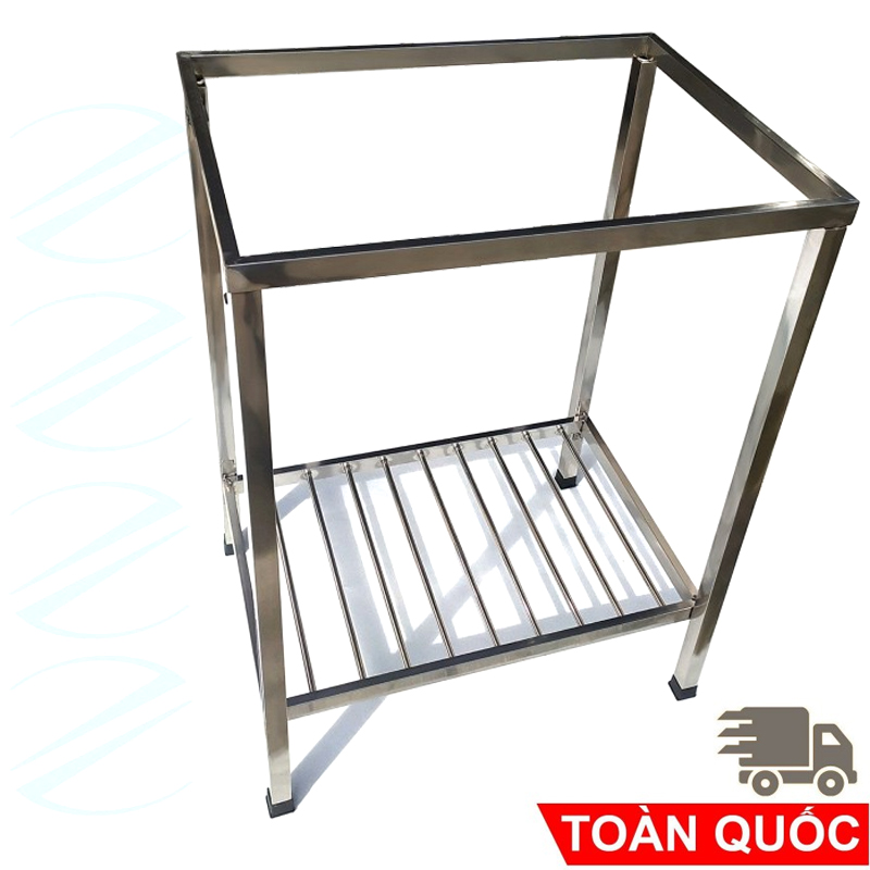 COMBO Chậu Rửa Chén Bát 1 Hộc 60x45cm Có Chân Cao 81cm Kèm Vòi Inox Nóng Lạnh - Gồm kệ chân, chậu, vòi, bộ xả, tặng đầu xịt xà bông