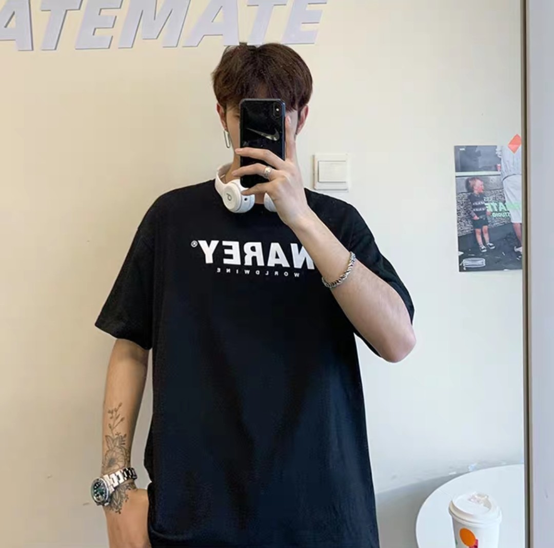Mua Áo Thun Nam Tay Lỡ Unisex Cổ Tròn Chất Liệu Vải Cotton Màu Đen Form Rộng  In Chữ Narey Quanh Cổ Phong Cách Độc Chất Thengaustyle | Tiki