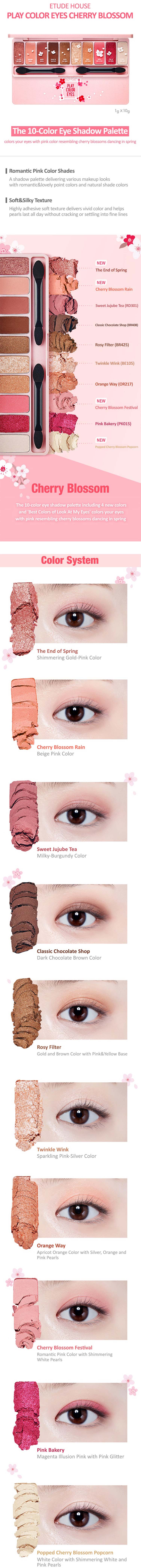 Bảng Phấn Mắt 10 Màu Etude House Play Color Eyes #Cherry Blossom 0.8Gx10 - Phân Phối Bởi Nhà Bán Hàng