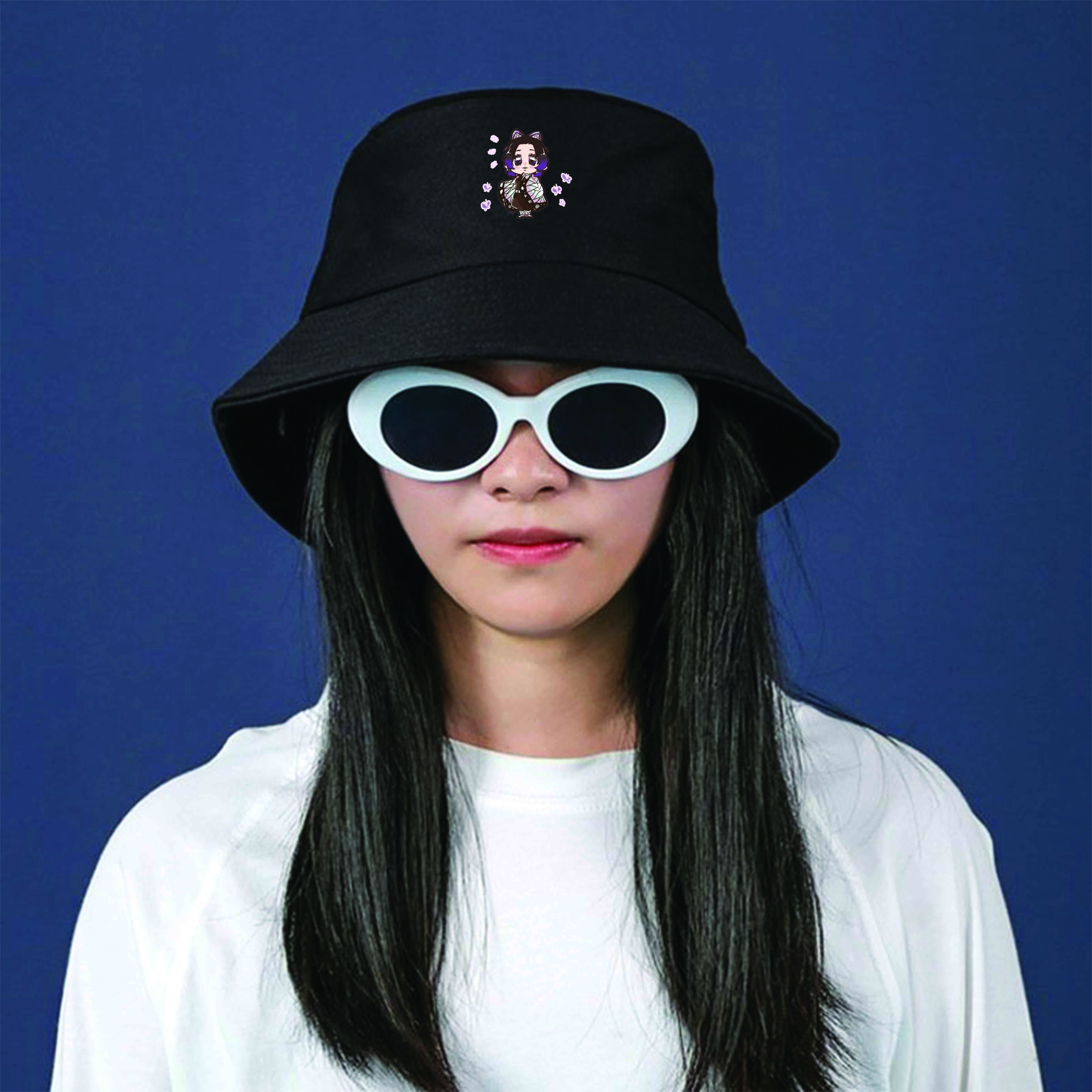 Mũ bucket đen IN HÌNH Demon Slayer anime chibi dễ thương mũ nam nữ đi chơi đi học