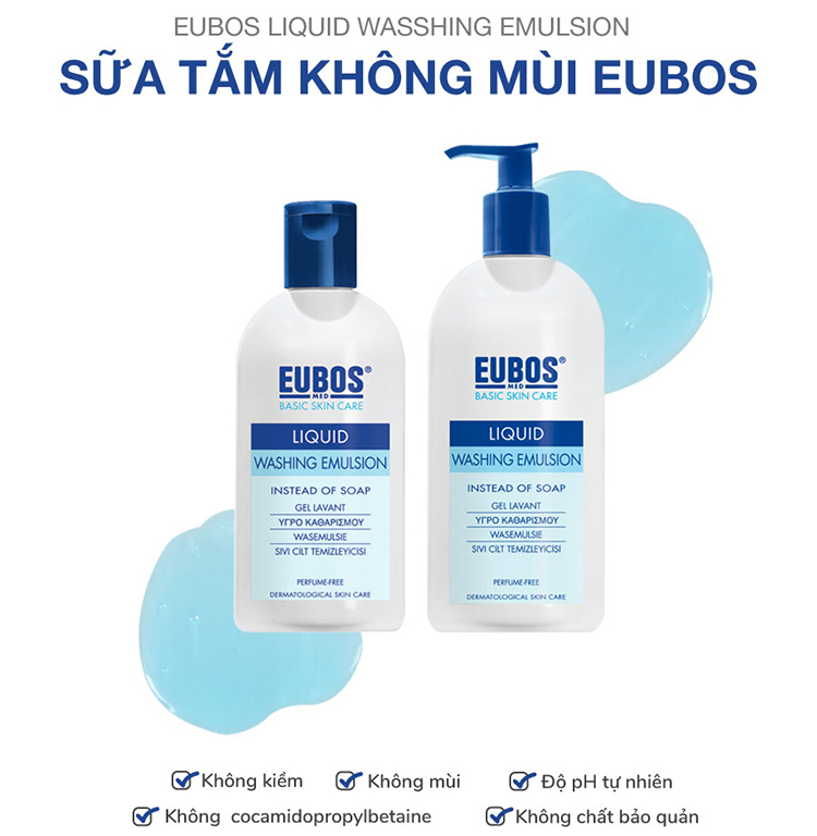 Sữa tắm không mùi EUBOS Liquid Washing Emulsion Unperfumed 200ml