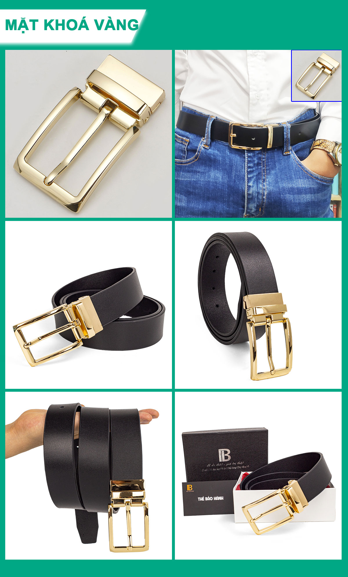 Thắt lưng nam, dây nịt nam da bò thật nguyên tấm Bụi Leather L112 - Khóa cài  - Bảo hành 12 tháng