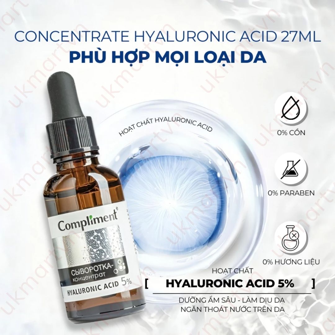 Serum Compliment 2% BHA Salicylic Acid Hyaluronic Acid B5 5% Vitamin C 20% Làm Sạch Da, Giảm Mụn Trắng Da Căng Bóng 27ml