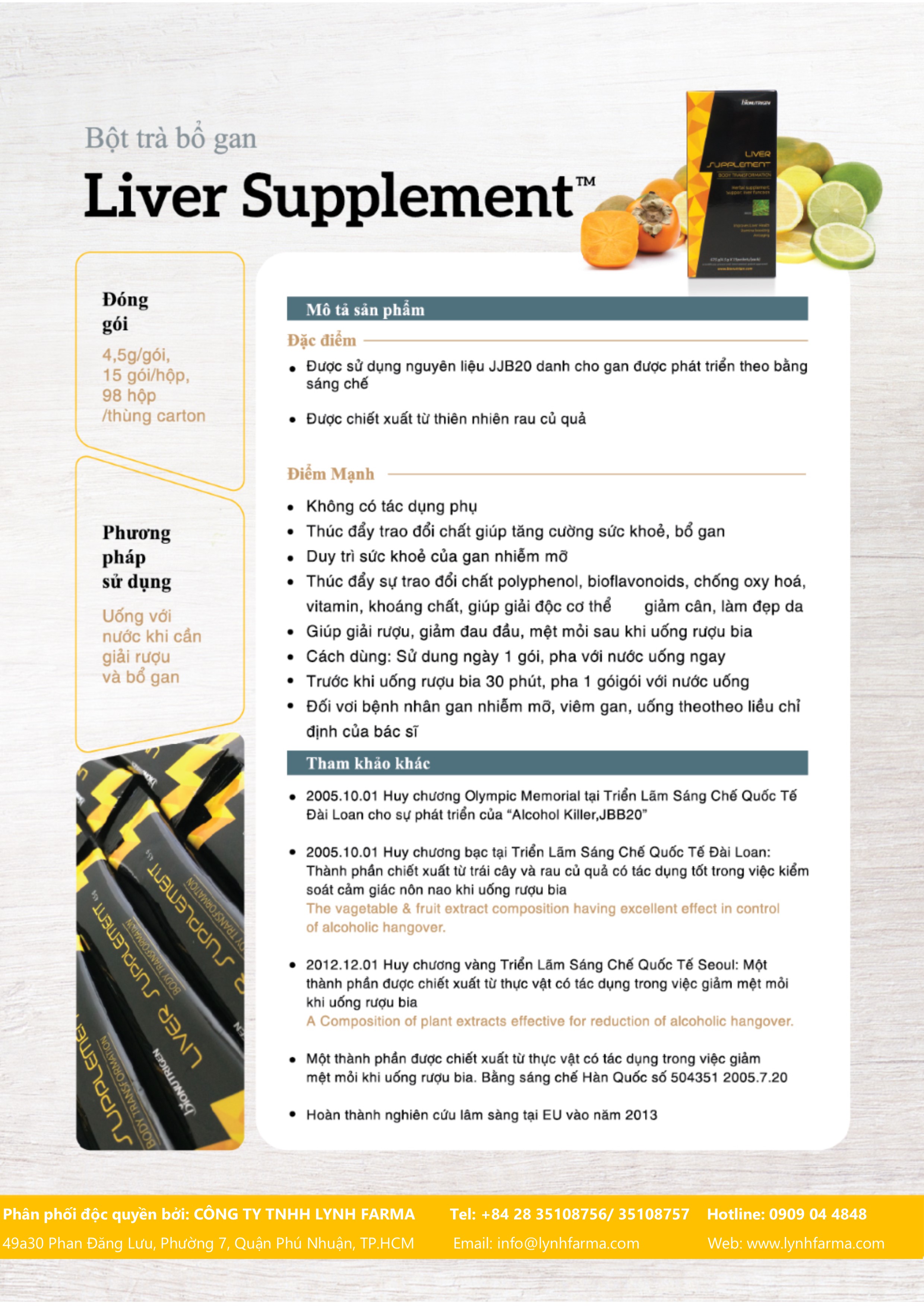 TRÀ BỔ GAN GIẢI RƯỢU BIONUTRIGEN LIVER SUPPLEMENTS - HỘP 15 GÓI, MỖI GÓI 4GR 3