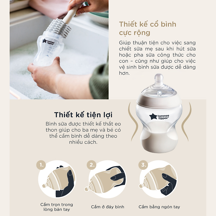Bình Sữa Ty Siêu Mềm Tự nhiên Tommee Tippee Natural Start 150ml, Núm Ty Của Bình 0-3 tháng