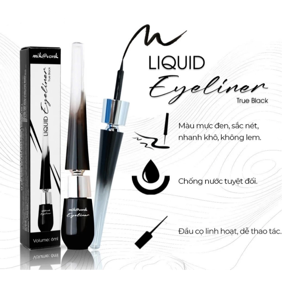 Kẻ mắt nước Mik@vonk siêu đen không lem không trôi Hàn Quốc 3.5ml tặng kèm móc khóa