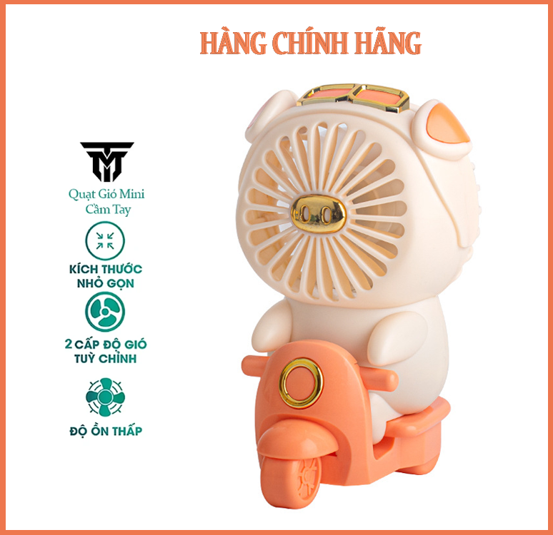 Quạt Cầm Tay Mini, Quạt Sạc Tích Điện Thỏ Lái Xe Xinh Xắn Teement, Có 2 Tốc Độ Gió ( Gió Mạnh, Gió Nhẹ), Dễ Thương Tránh Nóng Mùa Hè Cực Êm (Kèm Dây Sạc Usb)- Hàng Chính Hãng