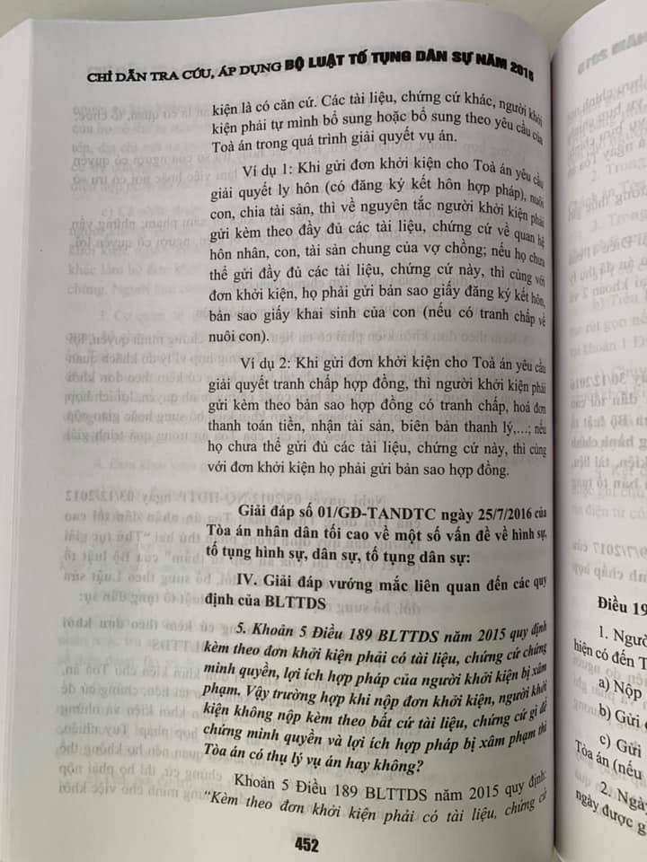 Chỉ Dẫn Tra Cứu, Áp Dụng Bộ Luật Tố Tụng Dân Sự Năm 2015 (Tái bản lần thứ nhất có sửa đổi, bổ sung) - Bản in năm 2022