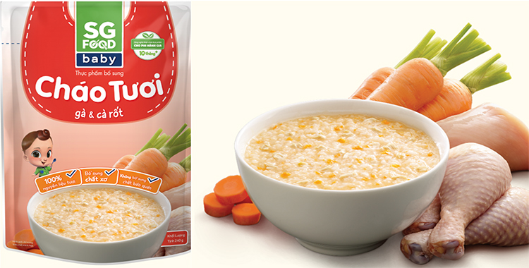Lốc 5 - Cháo Tươi Baby Sài Gòn Food 240g, Gà, Thịt Bằm, Bò, Tôm, Cá Hồi