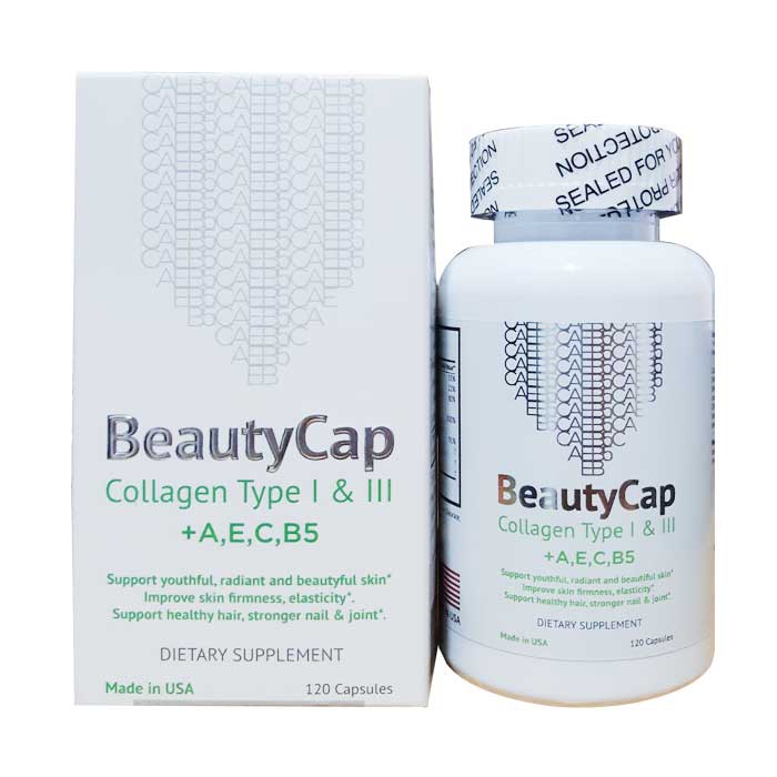 Viên Collagen Beauty Cap bổ sung Vitamin +A E C B5, Collagen Type 1&3 Hộp 120 viên 2