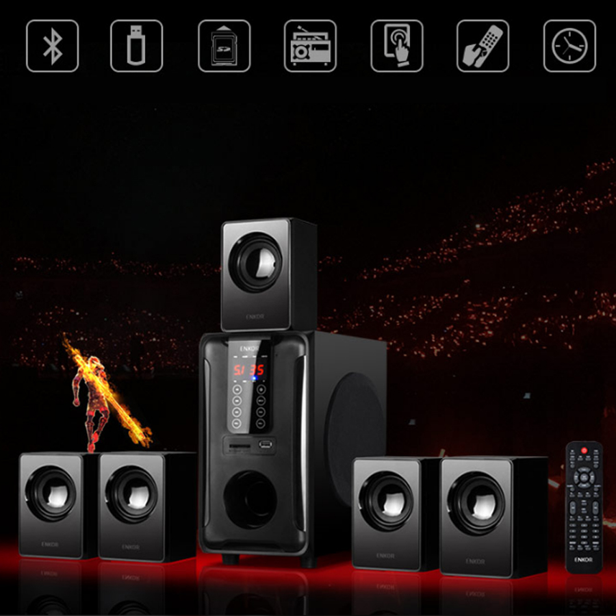 Dàn Loa Gia Đình Cao Cấp Enkor 5.1 H3811B Kết Nối 3.5mm/Bluetooth/USB/SD card/Radio Công Suất 200W