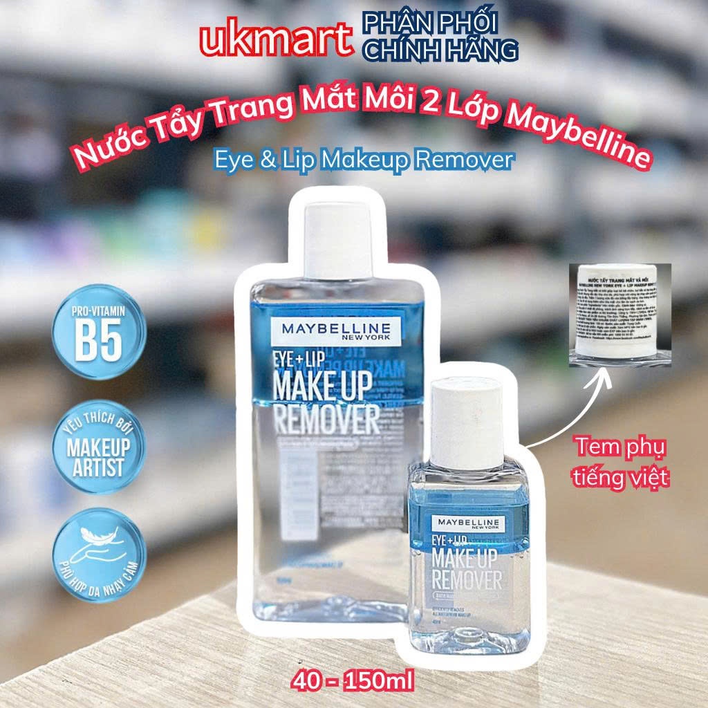 Tẩy Trang Mắt Môi Chuyên Dụng Maybelline New York Eye & Lip Makeup Remover 40ml - 150ml