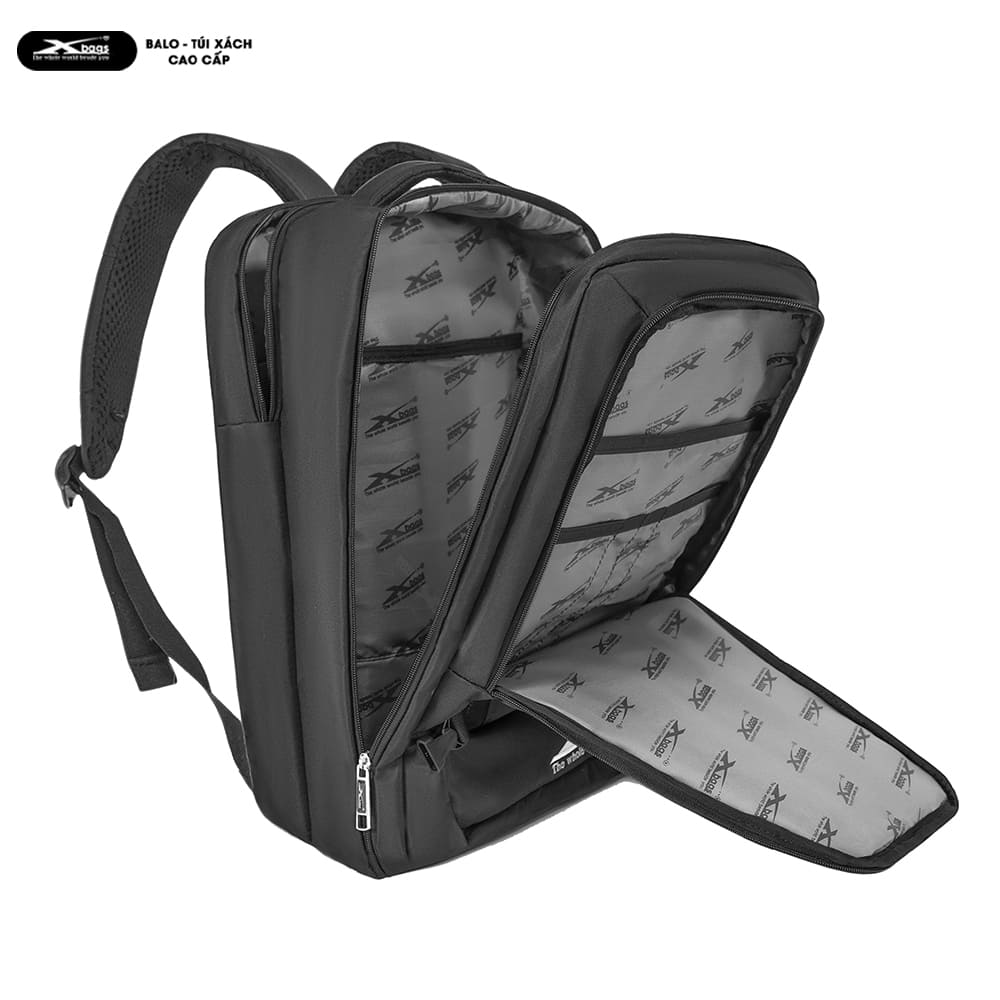 Balo Đi Phượt Cỡ Lớn Đa Ngăn Chống Nước Xbags Leader Cao Cấp Màu Đen, Đựng Laptop 17 Inch, Ngăn Chính Mở 180 Độ, Mạnh Mẽ Cá Tính!