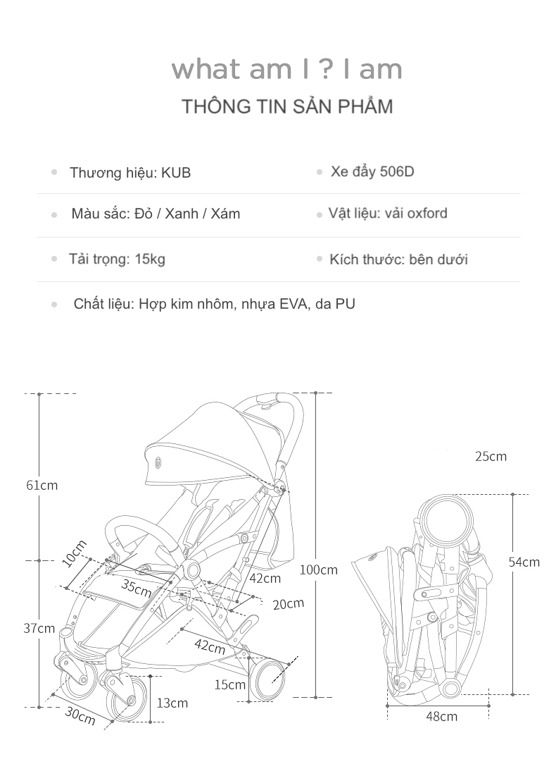 Xe Đẩy Gấp Gọn Trọng Lượng Nhẹ Model 506D Đẩy Linh Hoạt Tay Cầm Bọc Da 20