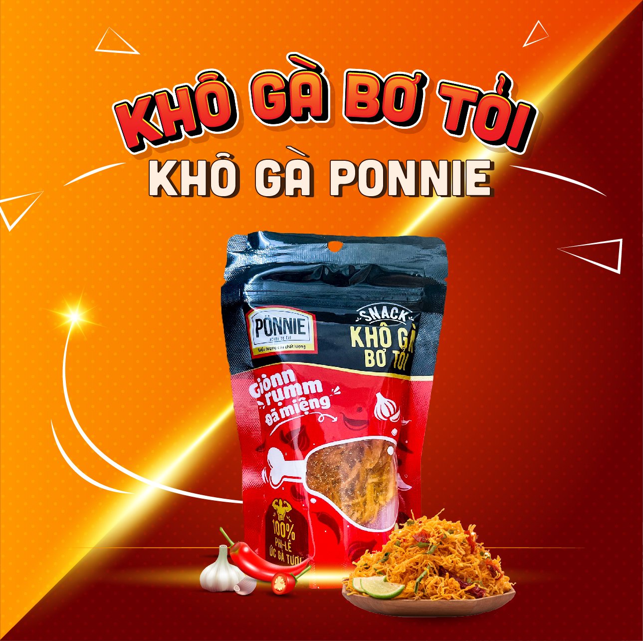 combo 3 gói khô gà ponnie 25g 10