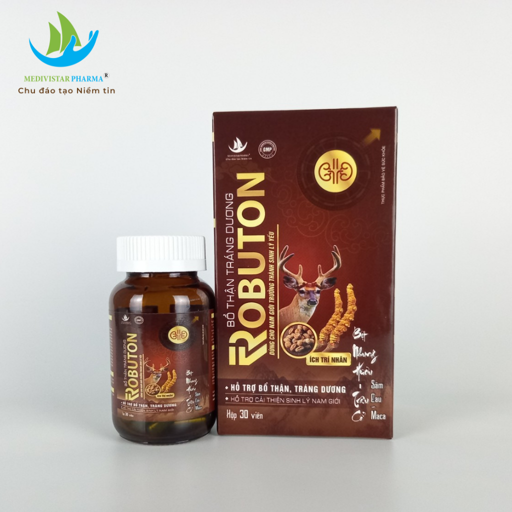 Bổ Thận Tráng Dương ROBUTON Với 8 Loại Thảo Dược Giúp Cải Thiện Sinh Lý Nam An Toàn, Hiệu Quả Hộp 30 Viên Nang