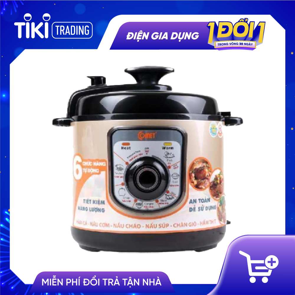 Nồi Áp Suất Điện Nắp Rời Comet CM6156C 6.0 Lít - Màu ngẫu nhiên - Hàng Chính Hãng