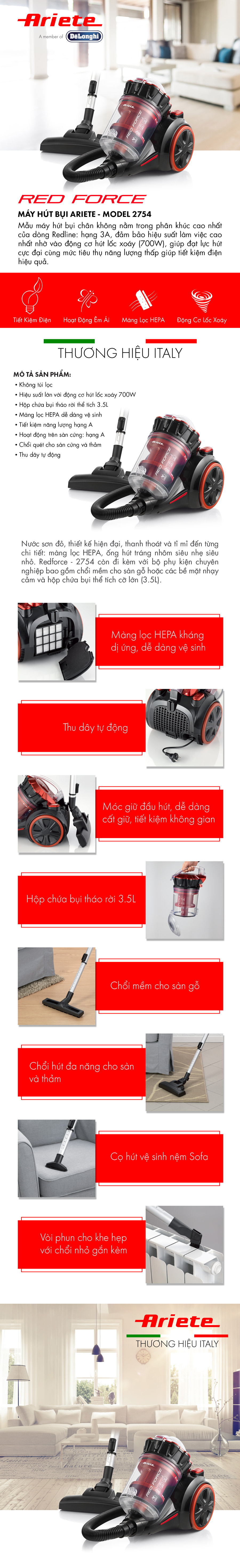 Hút bụi/Red Force Ariete  MOD. 2754 - Hàng chính hãng