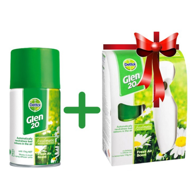 Bình Xịt Diệt Khuẩn Dettol Glen 20 Freshmatic Refill Fresh Air Scent 174g Tặng Kèm Máy Khuếch Tán Tự Động 3