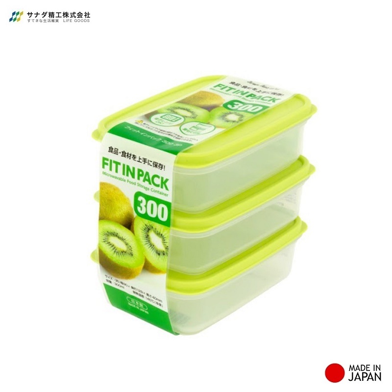 Set 03 hộp thực phẩm nắp mềm Fit in Pack hàng Made in Japan