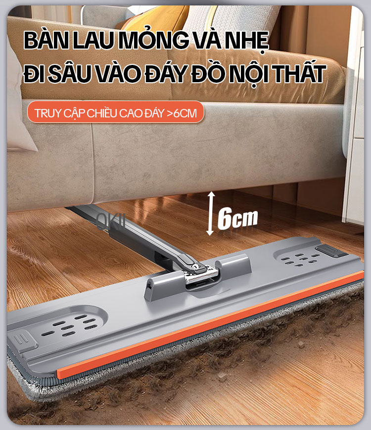 Bộ Cây Lau Nhà KITIMOP SM33 PRO, Thùng Lau Nhà Tự Vắt Thông Minh, Chổi Lau Nhà Xoay 360 Độ, Lau Sàn Làm Sạch