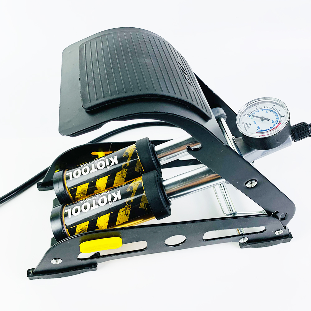 Bơm xe máy - Bơm xe đạp chân - Bơm đạp chân 2 ống đa năng - Bơm hơi đạp chân mini Xe Đạp, Xe Máy, Xe Ô tô, Xe Hơi Đa Năng Dễ Dàng Xếp Gọn thân hợp kim siêu bền, hỗ trợ cả van Mỹ và van Pháp Thương hiệu KIOTOOL