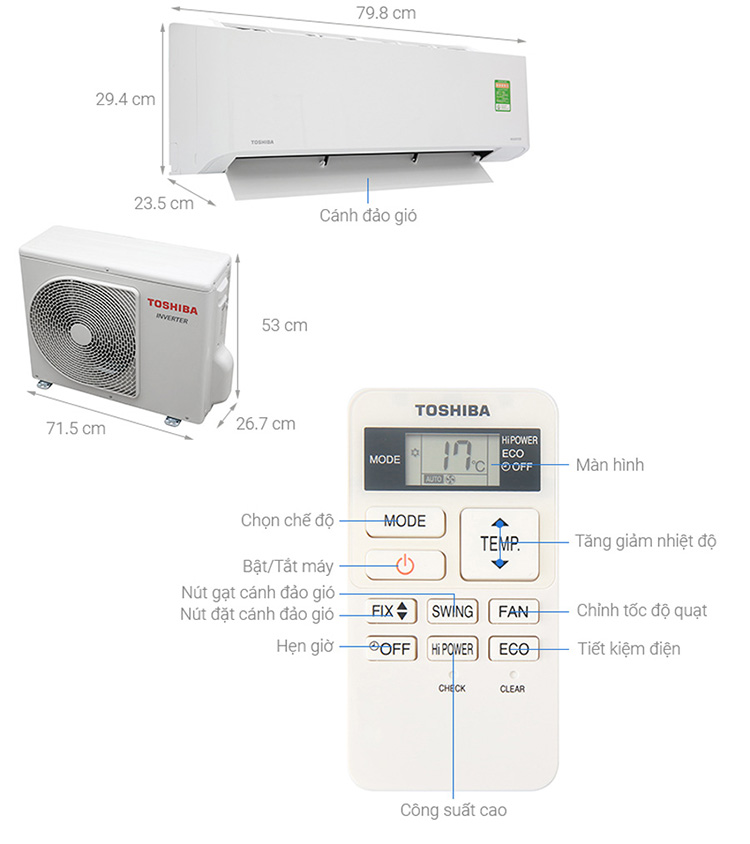 Máy Lạnh Toshiba Inverter 1.5 HP RAS-H13C1KCVG-V
