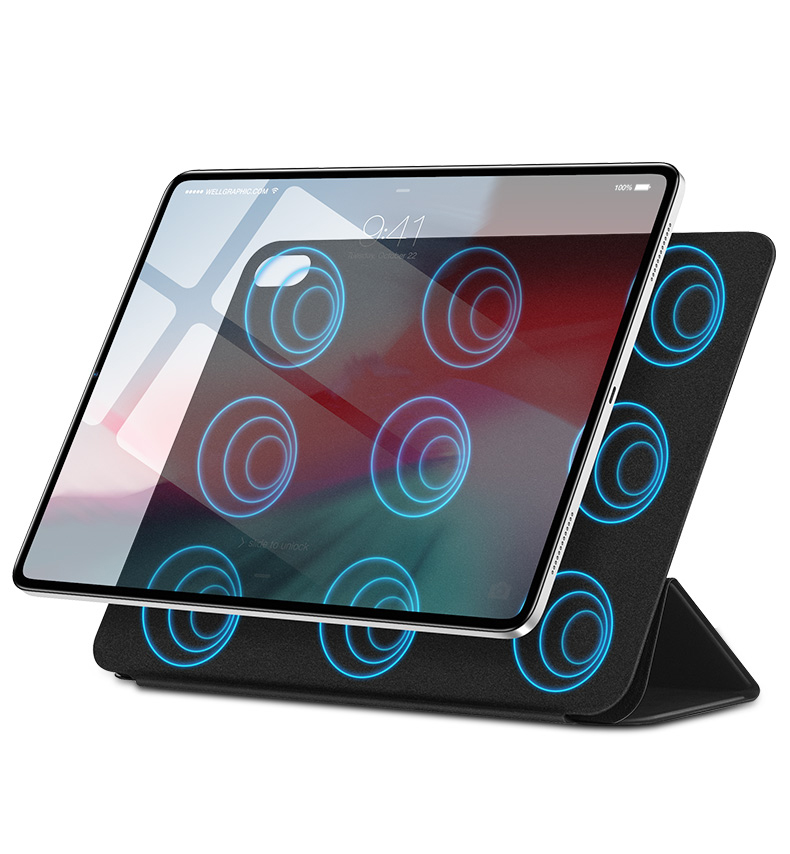 Essence (ESR) Apple iPad Pro11 Cover [2018 Edition] Full Screen Cover Smart Magnetic Double-sided Clip Lightweight Drop-proof Tri-Fold Leather Case Yue Color Series Mystery Black