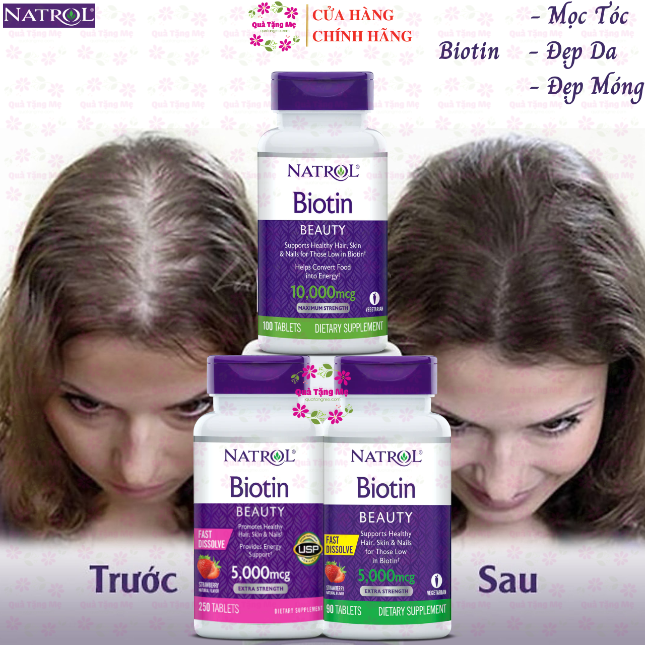 Biotin mọc tóc Natrol Beauty Mỹ