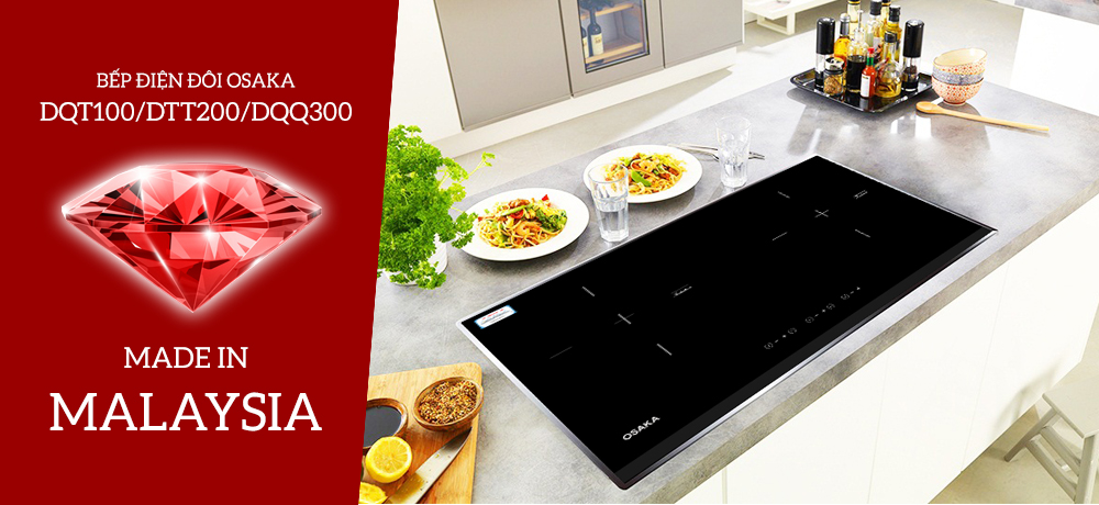Bếp điện đôi Osaka DQT100 - Mặt kính pha lê cường lực