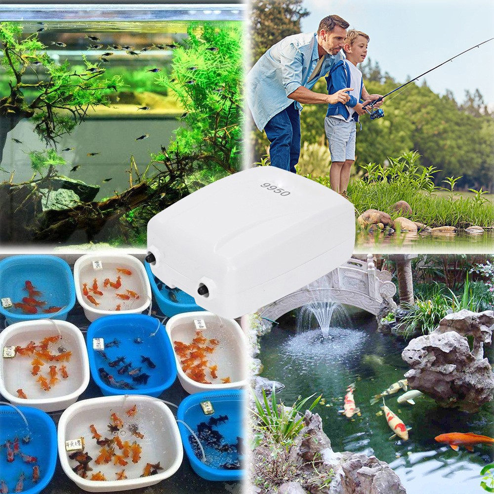 Máy sủi oxy tích điện Jebo 9950 2 vòi cao cấp, trữ điện 16- 24H, siêu bền, tiết kiệm điện.BH uy tín