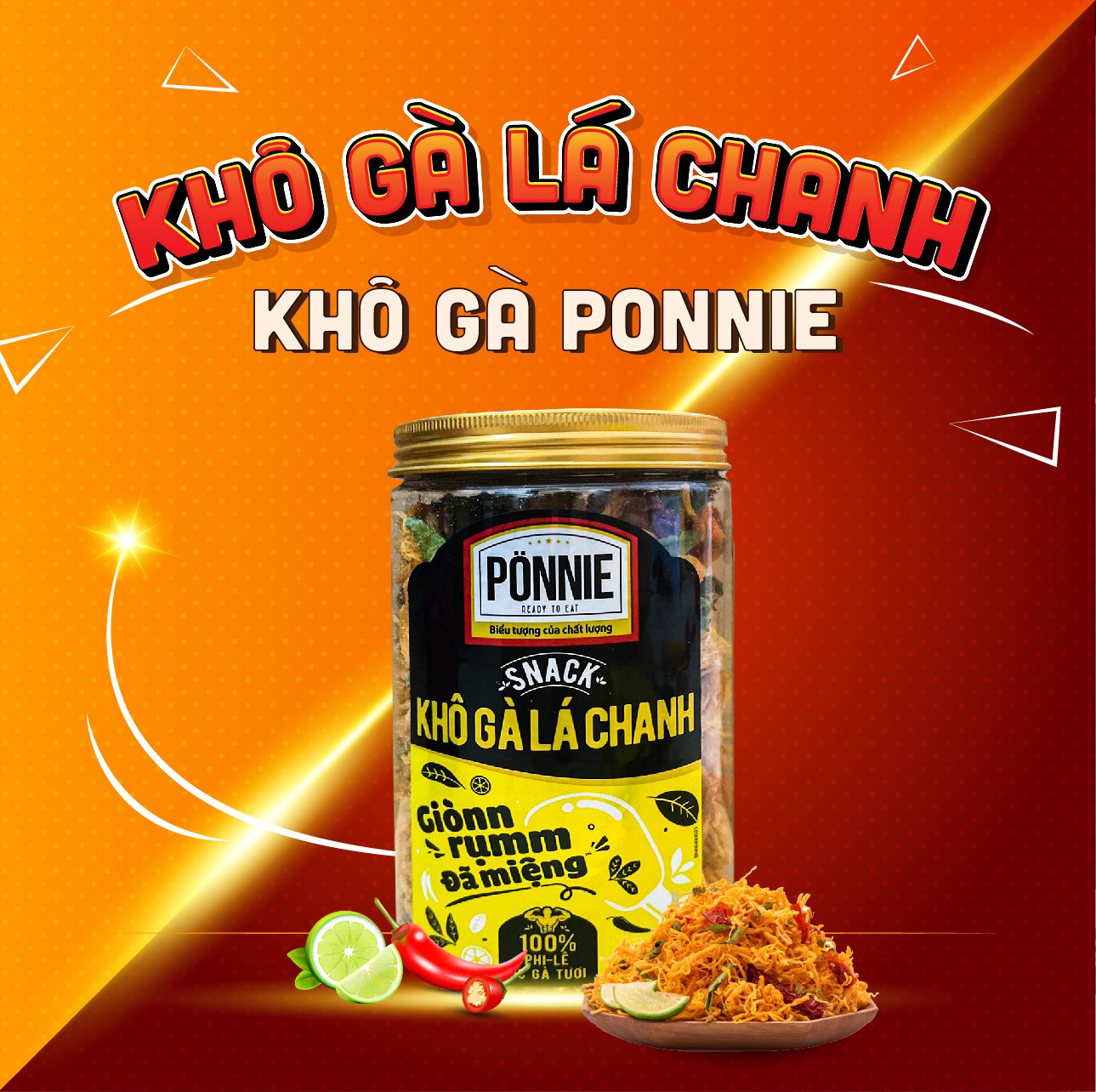 [ăn vặt mới] snack ponnie khô gà bơ tỏi hũ 300gram 12