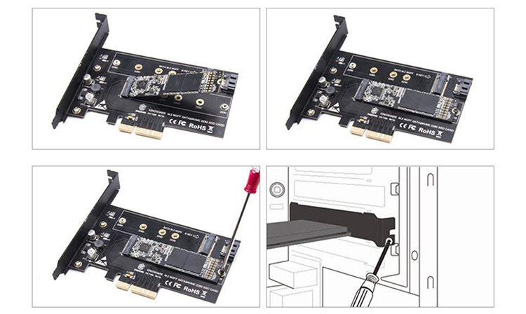 Adapter Kingshare Chuyển Đổi SSD M2 NVMe + M2 sata To PCIe 3.0 x 4 (2 Slot ) - Hàng Nhập Khẩu