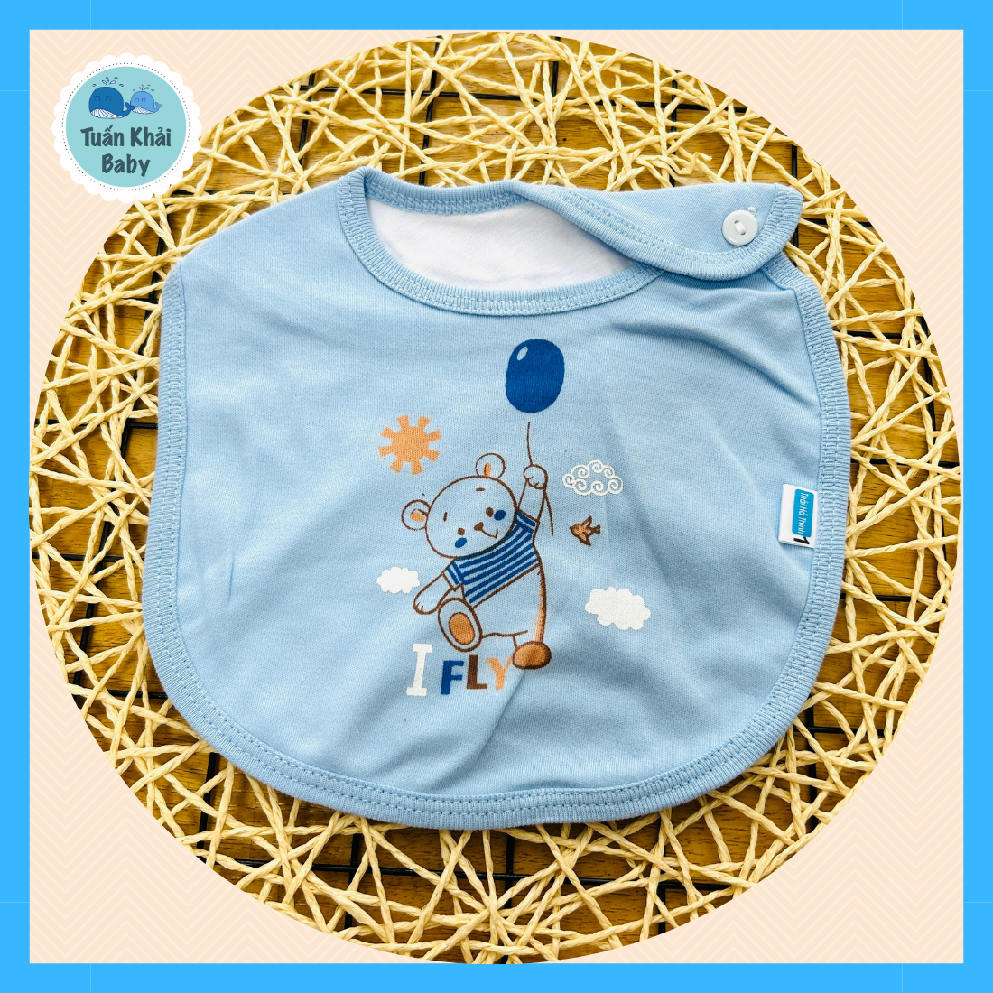 Túi 3 Cái Yếm Sơ Sinh 2 Lớp Cotton Thái Hà Thịnh - TomTombaby - Chất vải mềm mại, thấm hút tốt - 1 Size cho bé 0-12 Tháng
