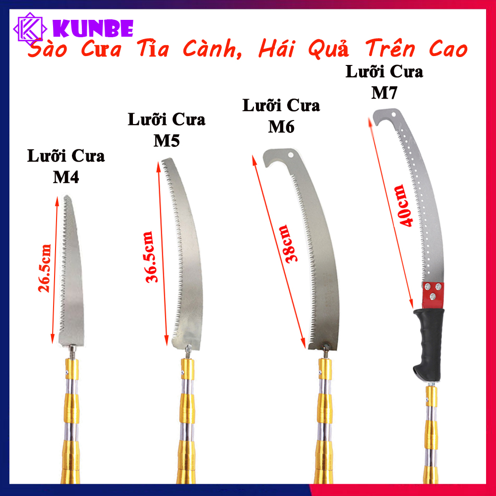 Sào Cưa Tỉa Cắt Cành, Hái Quả Trên Cao KUNBE Có Các Loại Dài  3m, 5m, 6m, 7m Chắc Chắn Cứng Cáp