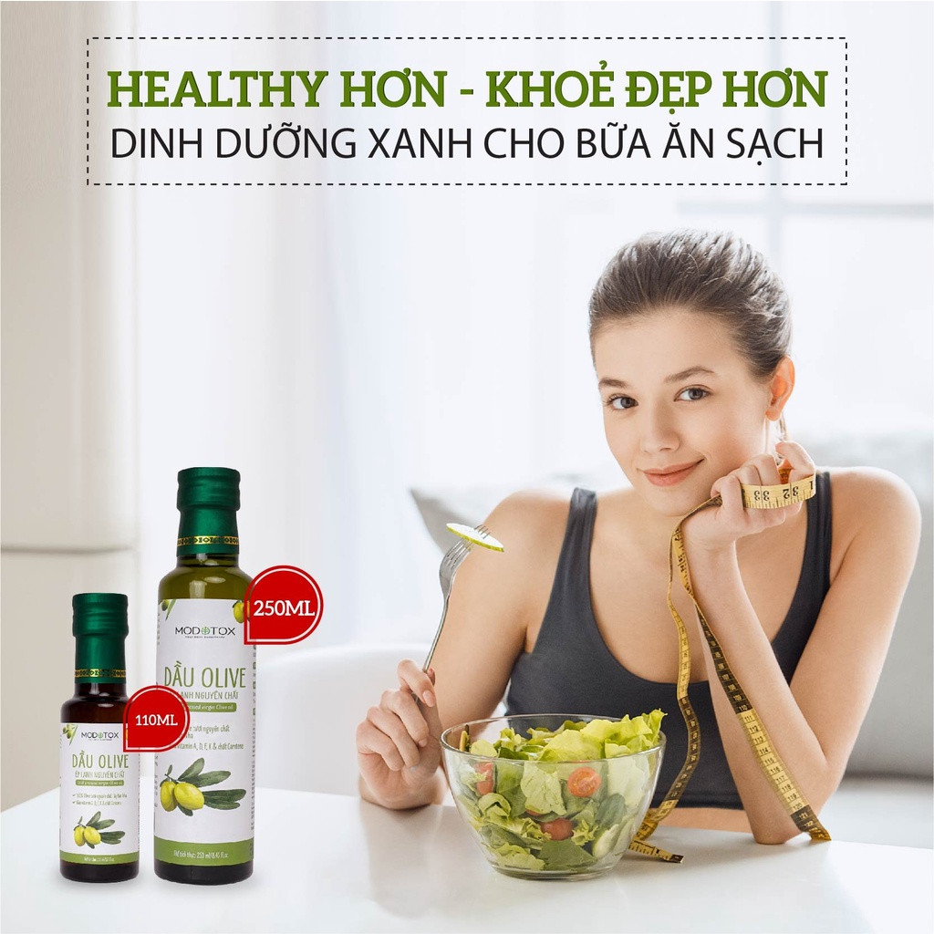 dầu oliu cao cấp extra virgin nguyên liệu nhập khẩu tây ban nha, bổ sung omega 3-6-9 modotox 110ml - 250ml (chai) 5