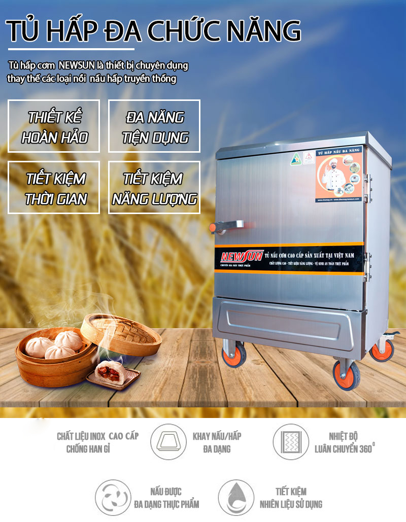 Tủ nấu cơm bằng điện 4 khay NewSun (12 kg/mẻ) - Không tủ điều khiển (Ảnh 7)