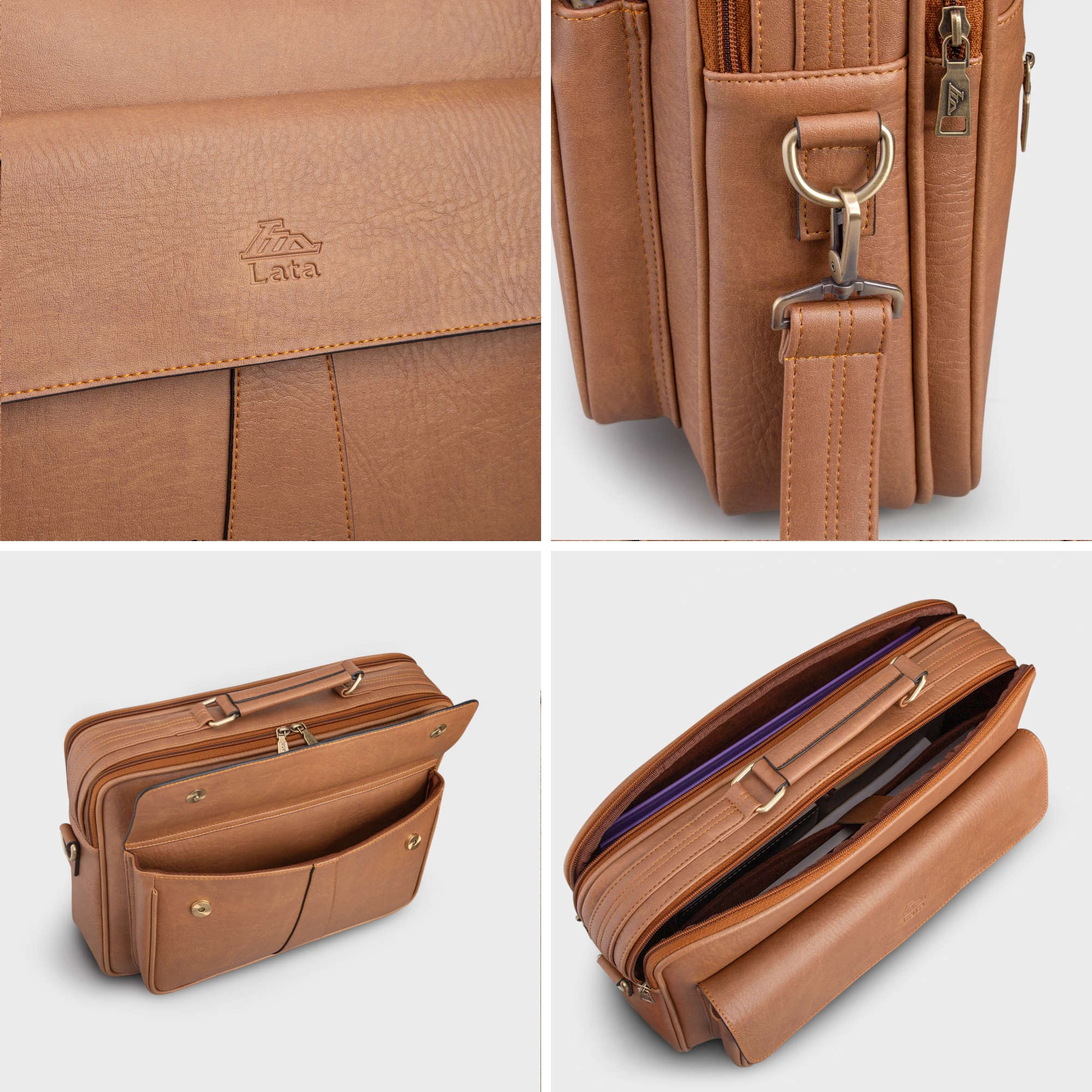 Cặp Công Sở Lata ( Thời trang nam basic đựng vừa laptop 14 inch - Cặp da CA43 )