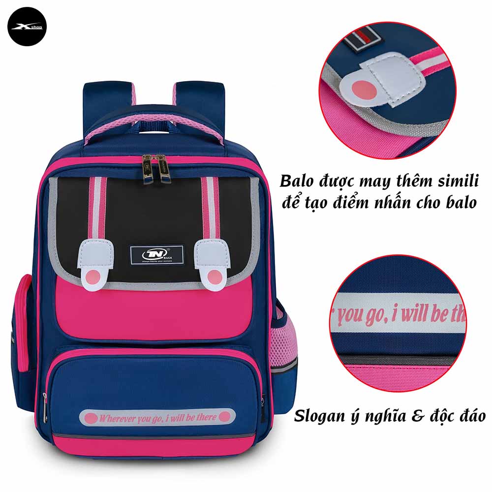 Balo Học Sinh TNBags Smart Pink TN.B3112 - Balo Cho Bé Gái Tiểu Học Siêu Nhẹ, Chống Thấm Nước, Thiết Kế Thời Trang, Vệ Sinh Dễ Dàng