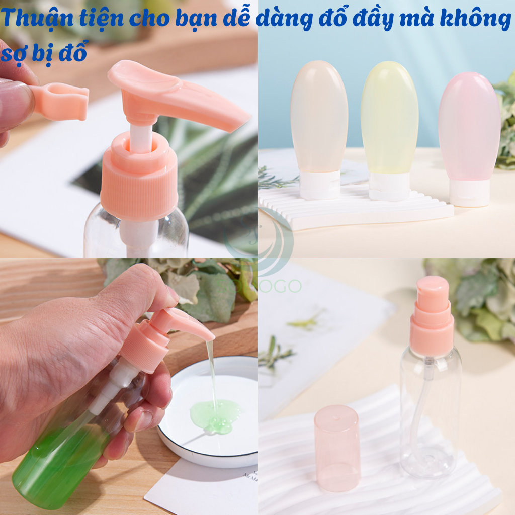 Bộ 11 Lọ Chiết Mỹ Phẩm Du Lịch Tiện Dụng Kèm Túi Đựng 11 Món- Chọn màu-Combo 11 Món Chai Chiết Du Lịch Cao Cấp – Silicone Mềm, Đa Dụng, Chuẩn Mang Lên Máy Bay