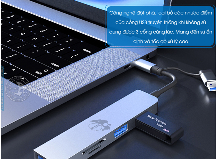 cổng usb mở rộng, hub usb ht sys 5in1