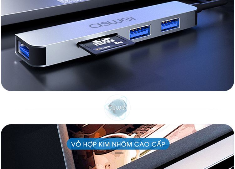 cổng usb, hub type c aswei 5in1