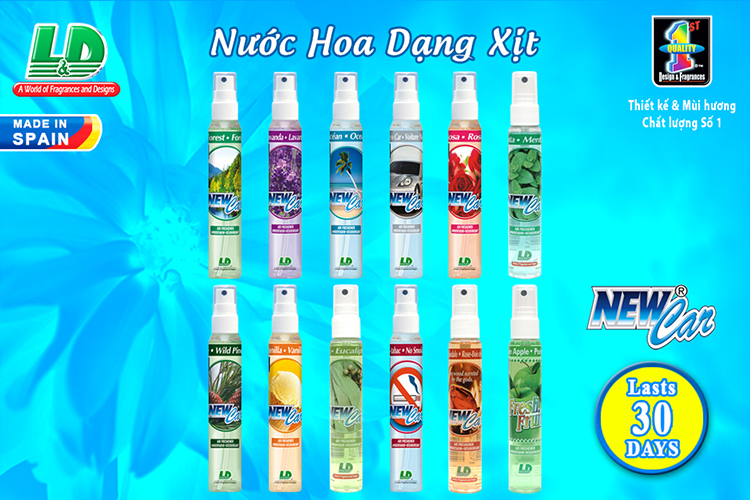 Nước hoa ô tô dạng xịt L&D NEW CAR Forest 60ml