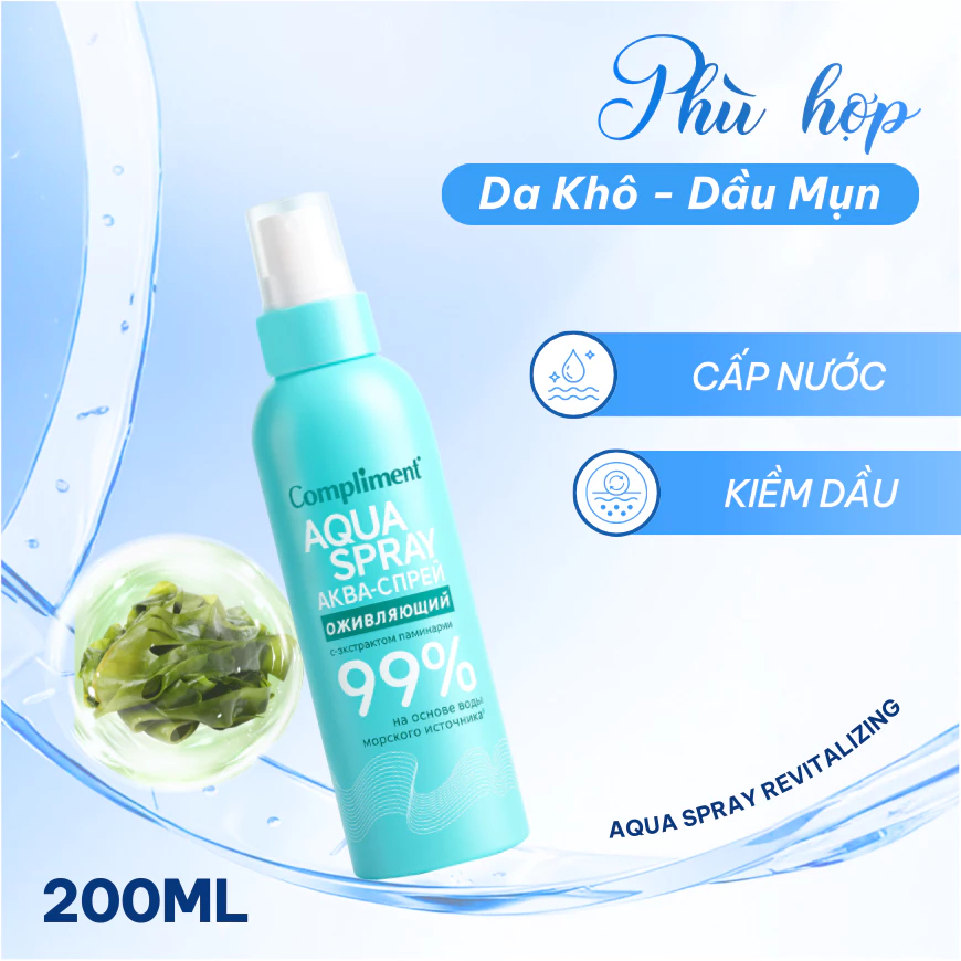 Xịt Khoáng Compliment Revitalizing Cấp Ẩm Tức Thì, Phục Hồi Và Làm Dịu Da Nhạy Cảm 200ml