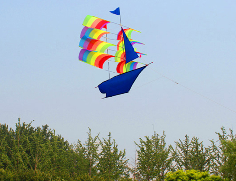 3D Sailboat Kite for Kids and Adults Sailing Boat Flying Kite with String and Handle Outdoor Beach Park Sports Fun