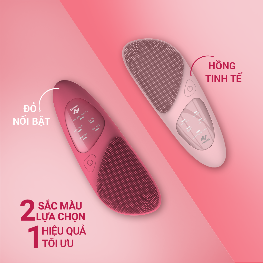 Máy Rửa Mặt Silicone Siêu Mềm Life360 LE-MRM22 với 5 Chế Độ Rửa Mặt Sạch Sâu, Massage và Chườm nóng vùng mắt - Đỏ