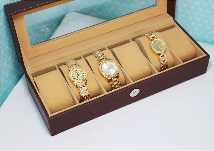 Hộp Đựng Đồng Hồ 6 Chiếc Nâu